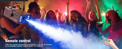 U'King 1500W Smoke Machine RGB 6 LED Fog Machine with Remote Control for DJ Disco Party Nightclub Stage Effect Fogger Machine