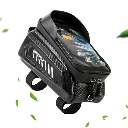 1.5L Bicycle Phone Front Frame Bag 7.4 Inch Touchscreen Bike Frame Front Tube Bag Hard Casing Bike Bag Bike Accessories
