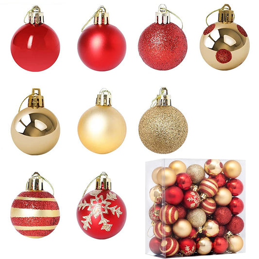 50PCS 4CM Shatterproof Christmas Ball Decorations Christmas Tree Ornaments Balls Pendant For Xmas Weddings Happy New Year