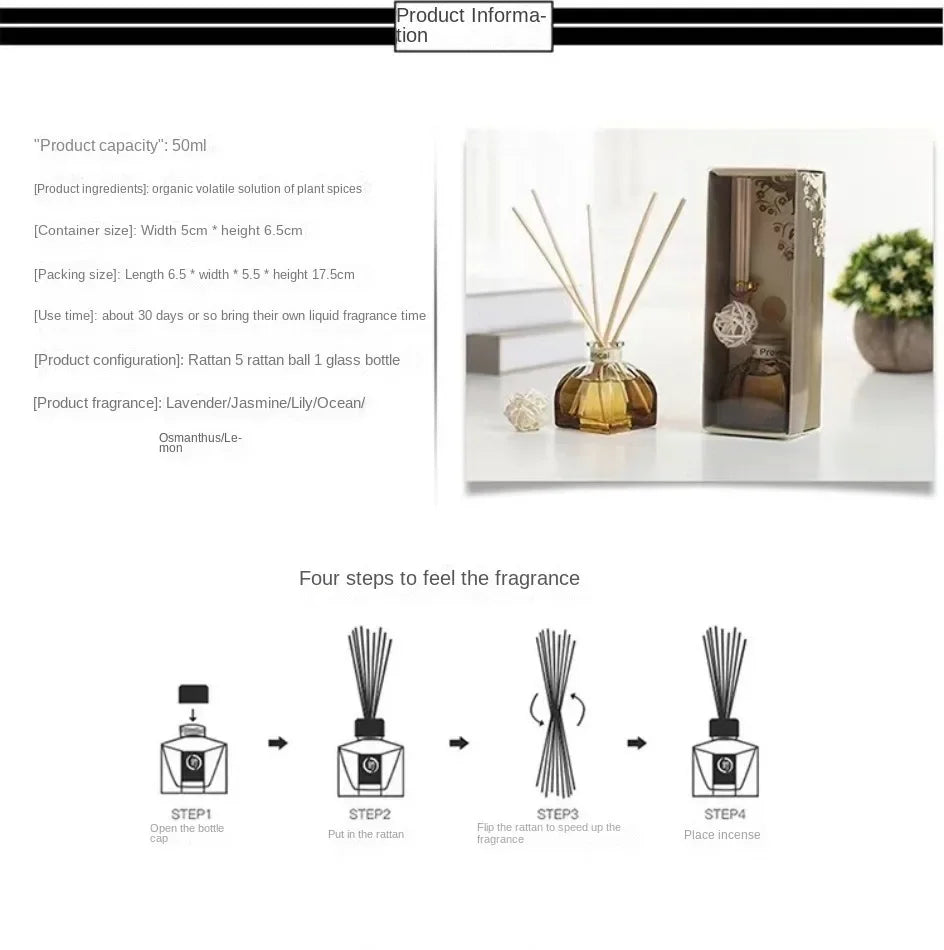 50ml Flameless Aromatherapy Essential Oil Vine Aromatherapy Ornament Expansion Liquid Bathroom deodorizer Home Decoration