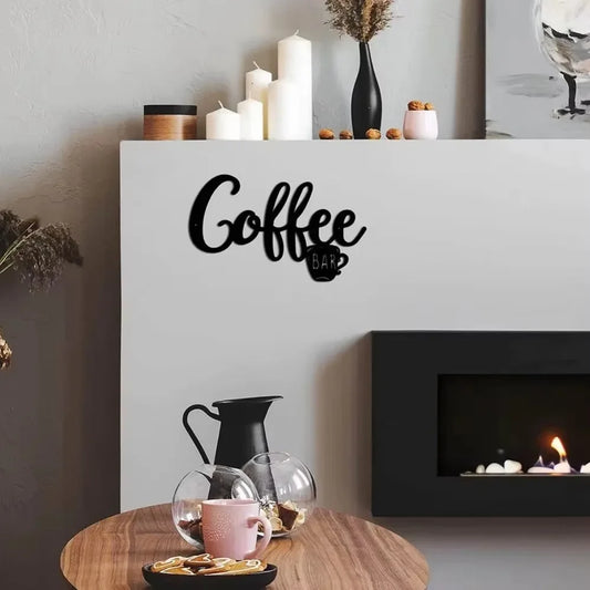 1pc Black Metal Coffee Cup Wall Sign – Stylish Hanging Decor for Coffee Bars & Home