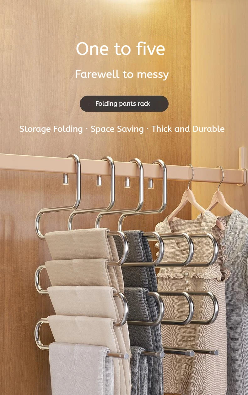 5 Layers Multi-functional Clothes Hangers Non-slip Pant Storage Rack Cloth Rack with Multiple Functions for Hanging and Storage