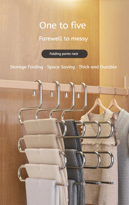 5 Layers Multi-functional Clothes Hangers Non-slip Pant Storage Rack Cloth Rack with Multiple Functions for Hanging and Storage