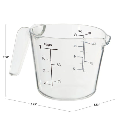 4 Pack Large Spout Plastic Measuring Cups Clear 8oz Easy Pouring Hand Wash Safe Stackable Kitchen Tools