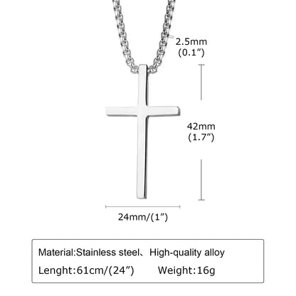 Stainless Steel Cross Necklace Pendant Collar with Stainless Steel Box Chain