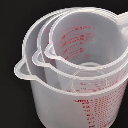 3pcs 1000/500/250ml Baking Liquid Measuring Cups PVC Scale Cup Plastic Measuring Volume Beaker Kitchen Baking Tools