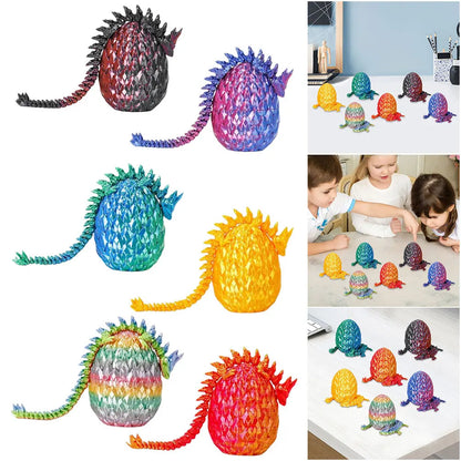 6Pcs 3D Printed Dragon Egg Relief Anxiety Dragon Fidget Toy 3D Printed Articulated Dragon Home Office Decor Toys for Kids Gifts