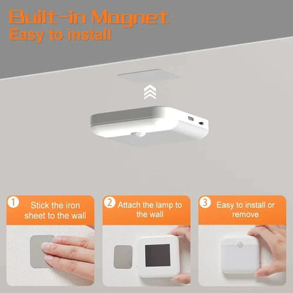 LED Induction Night Light, Wireless USB Charging Wall Light Bedroom Corridor Cabinet Bathroom Night Light
