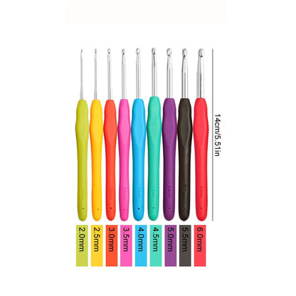 Large Crochet Hooks 2.0~10.0mm Soft Grip Yarn Needle Kits Knitting Needles with Ergonomic Handles