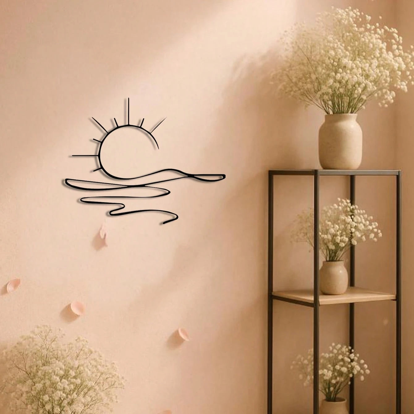 "Minimalist Sunrise Metal Wall Art – Abstract Sun Design, Modern Home Decor & Versatile Gift"