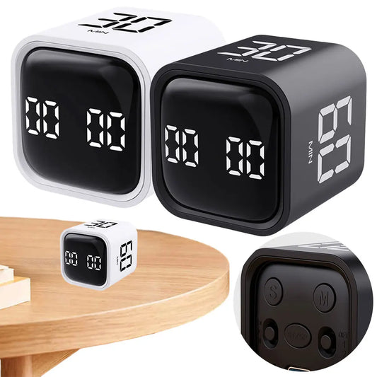 Productivity Cube Timer Mute Vibrate and Adjustable Sound Alert Mini Digital Timer Countdown Timer for Tasks Work Study Kitchen
