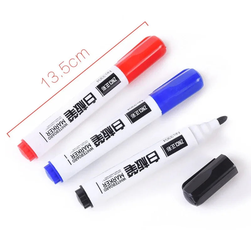 10 Pens/Box Whiteboard Marker Pen Easy to Wipe Quick Drying Water-based Marker Writing Board Erasable