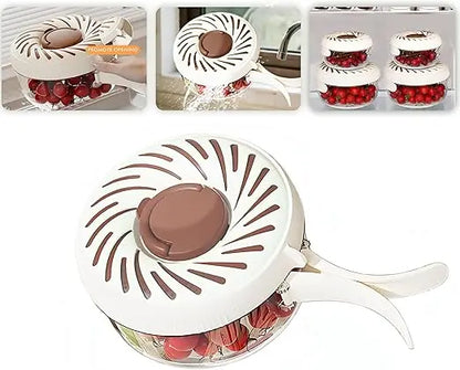 2025 New Fruit Washing Bowl with Strainer Lid and Handle,3 in 1 Multipurpose Drain Basket,Fruit and Vegetable Washer,Fruit Colan