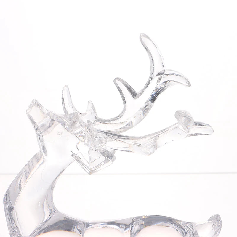 1Pc Crystal Deer Figurines Desktop Ornament Room Decor Transparent Elk Reindeer Sculpture Home Office Decoration