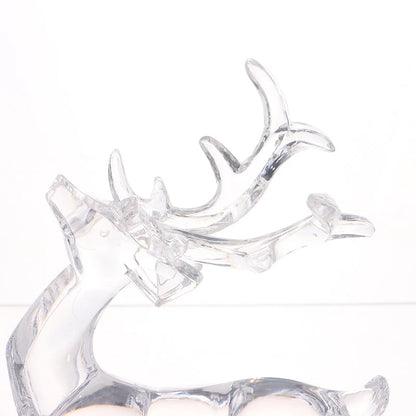 1Pc Crystal Deer Figurines Desktop Ornament Room Decor Transparent Elk Reindeer Sculpture Home Office Decoration