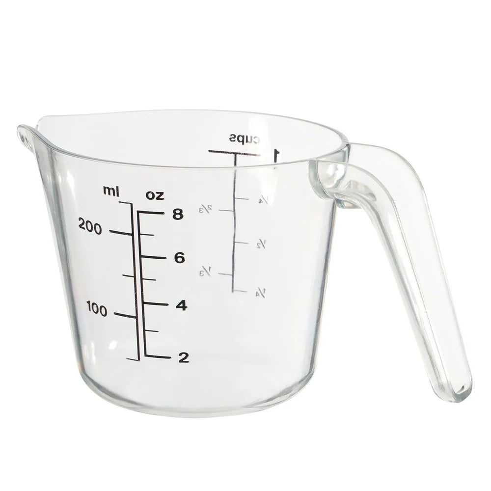 4 Pack Large Spout Plastic Measuring Cups Clear 8oz Easy Pouring Hand Wash Safe Stackable Kitchen Tools
