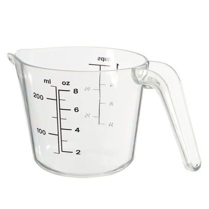 4 Pack Large Spout Plastic Measuring Cups Clear 8oz Easy Pouring Hand Wash Safe Stackable Kitchen Tools