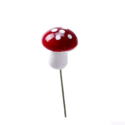 50pcs Cute Red Mushroom Model Garden Embellishment Small Decoration Suitable