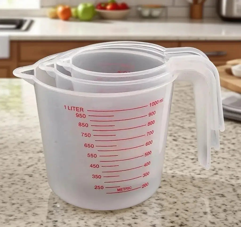 3pcs 1000/500/250ml Baking Liquid Measuring Cups PVC Scale Cup Plastic Measuring Volume Beaker Kitchen Baking Tools