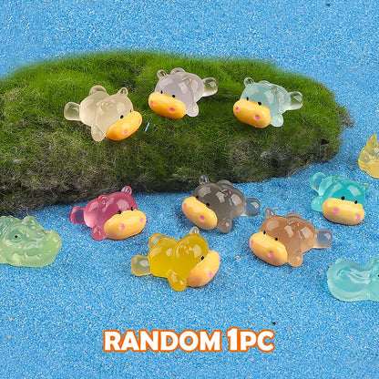 Cartoon Mini Luminous Small Hippopotamus Miniature Figurines Landscape Decoration DIY Home Decoration Accessories Gifts