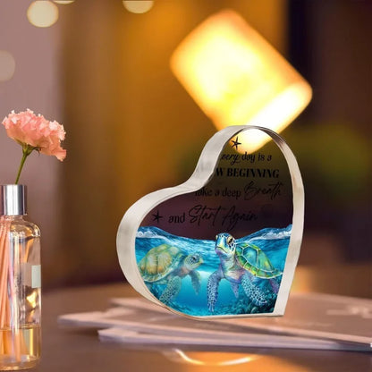 Blue Sea Turtle Acrylic Decor - Ocean Themed Desktop Gift for Home & Office