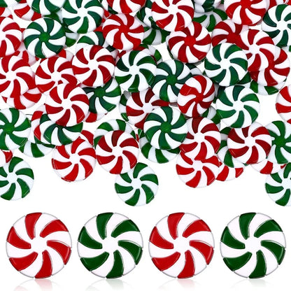 200 Pcs 25 mm Fake Christmas Candy Cane Peppermint Ornaments for Christmas Tree Decorations Xmas Candy Decor Ornaments Craft fo