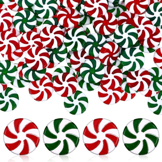 200 Pcs 25 mm Fake Christmas Candy Cane Peppermint Ornaments for Christmas Tree Decorations Xmas Candy Decor Ornaments Craft fo