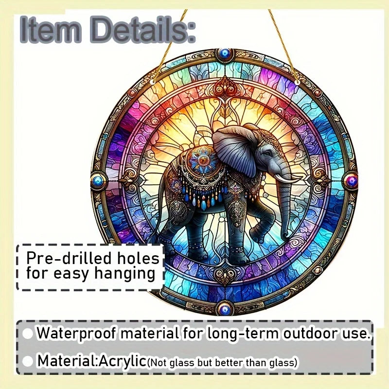 1pc Elephant Suncatcher - 2D Acrylic Window Hanging for Home & Garden Decor