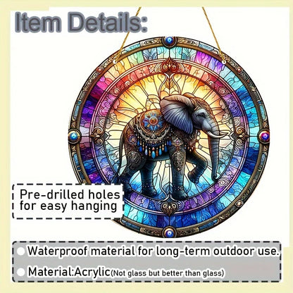 1pc Elephant Suncatcher - 2D Acrylic Window Hanging for Home & Garden Decor