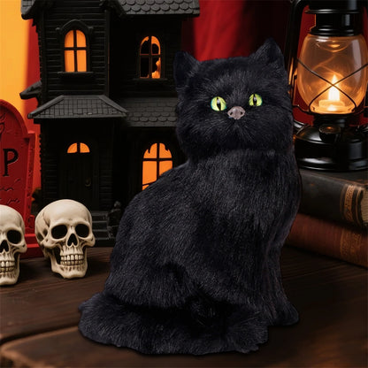 Halloween Black Cat Figurines Set of 3 Spooky Decorations for Home Office Party Miniature Cat Ornaments for Table Display