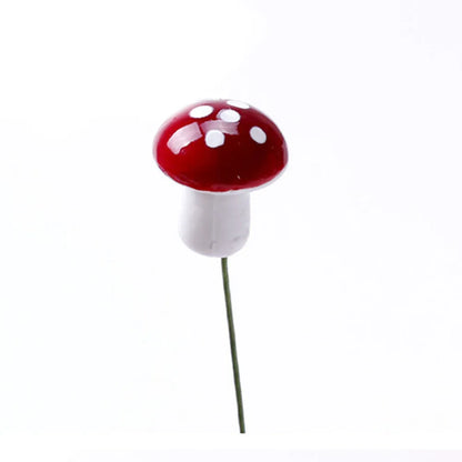 50pcs Cute Red Mushroom Model Garden Embellishment Small Decoration Suitable