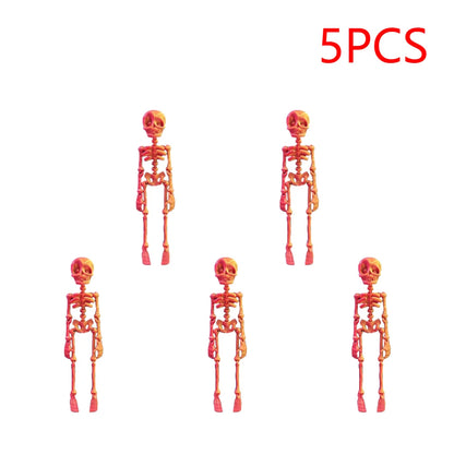 2/5PCS 3D Printed Skeleton Fridge Magnets with Movable Joints Cute Skull Fridge Magnets Home Kitchen Halloween Funny Decoration