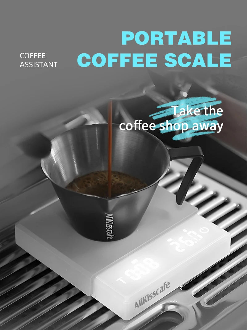 AliKisscafe Kitchen Coffee Scale Digital Scale With Timer Rechargeable Electronic Precision Espresso Accessory Barista Tool Gift