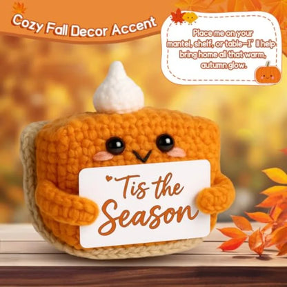Tis The Season Fall Decor Mini Crochet Pumpkin Pie Plh Small Handmade Autumn Halloween Thanksgiving Items for Home Office Indoo