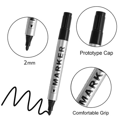 Permanent Paint Markers Waterproof Black Quick Drying Oil Based Pen