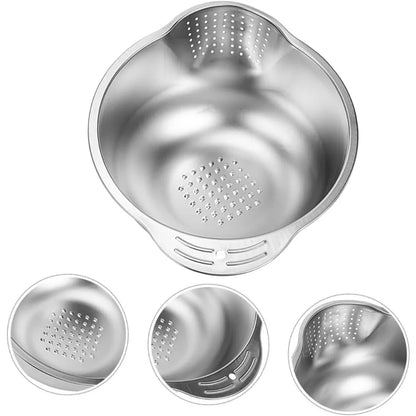 Multi-function Kitchen Basket Rice Cleaning Strainer Stainless Steel Fruit Vegetable Wash Fine Mesh Strainer Bowl
