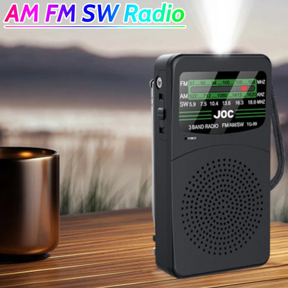 Portable AM/FM/SW Radio with LED Flashlight with Earphone Jack for Outdoor Camping Emergency Gifts for Seniors Elderly
