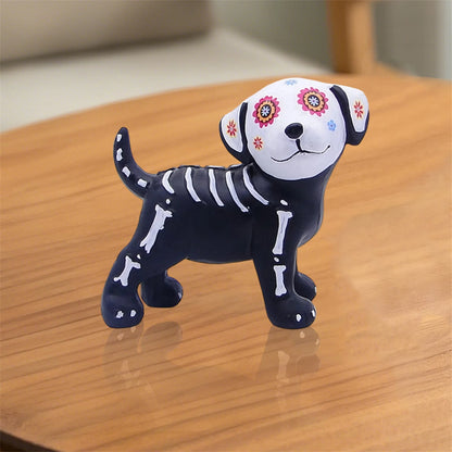 Spooky Halloween Resin Figurine Cute Dog Cat Desktop Decorative Ornaments for Home Living Room Office Decoration
