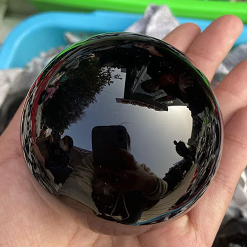Natural Black Obsidian Sphere Healing Crystal Magic Ball Reiki Stones feng shui Sphere Collectibles Home Decor Without Base