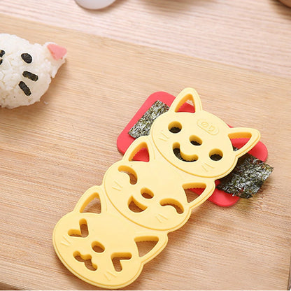 Cute Cat Rice Mould Rice Ball Mold Set for Kids Bento Accessories Cartoon Onigiri Mold for DIY Fun Lunch Box Picnic Tool