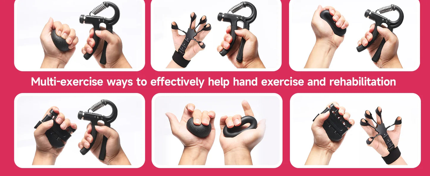 Adjustable Hand Gripper Kit (5-in-1) - Forearm & Finger Exercise, Stress Relief Ball, Portable Home Gym for Athletes