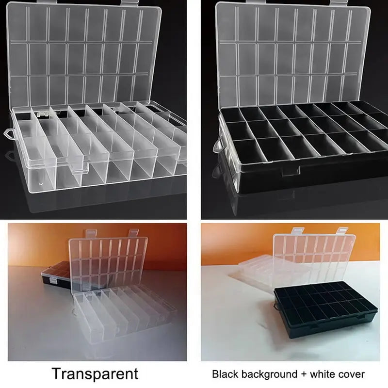 24 Grids Plastic Storage Box Jewelry Organizer Bead Craft Case Screw Container