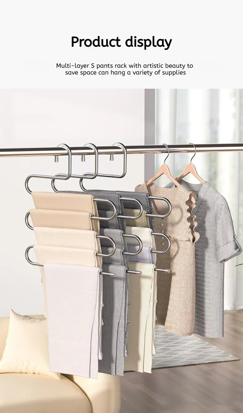5 Layers Multi-functional Clothes Hangers Non-slip Pant Storage Rack Cloth Rack with Multiple Functions for Hanging and Storage