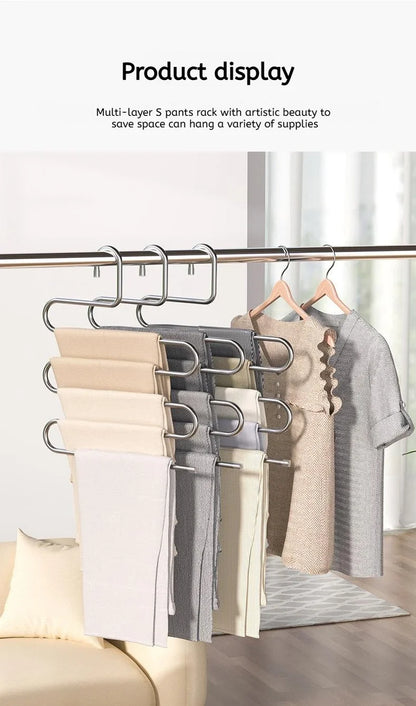 5 Layers Multi-functional Clothes Hangers Non-slip Pant Storage Rack Cloth Rack with Multiple Functions for Hanging and Storage