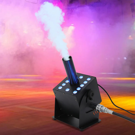 CO2 Fog Machine 110V with 12 LEDs 19.69-26.25ft Jet Effect, DMX Controlled for Parties, Stage, Halloween