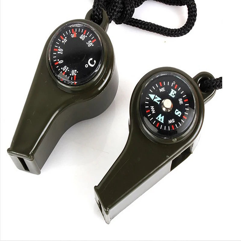ABS Emergency Whistle Plastic Multifunctional Survival Compass Thermometer