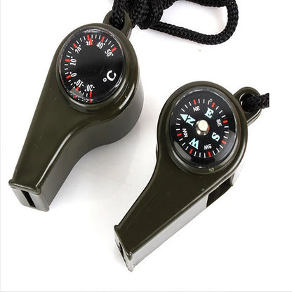 ABS Emergency Whistle Plastic Multifunctional Survival Compass Thermometer