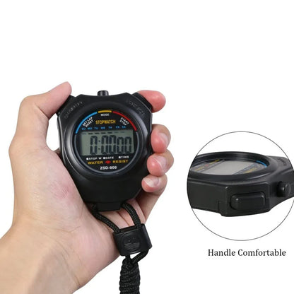 Portable Waterproof Chronometer Handheld Stopwatch Digital Sport Stopwatch LCD Timer Stop Watch Timer Tool Black