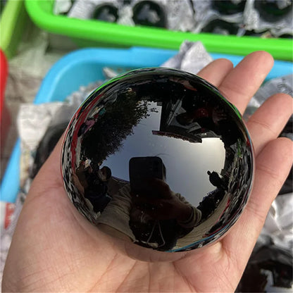 Natural Black Obsidian Sphere Healing Crystal Magic Ball Reiki Stones feng shui Sphere Collectibles Home Decor Without Base