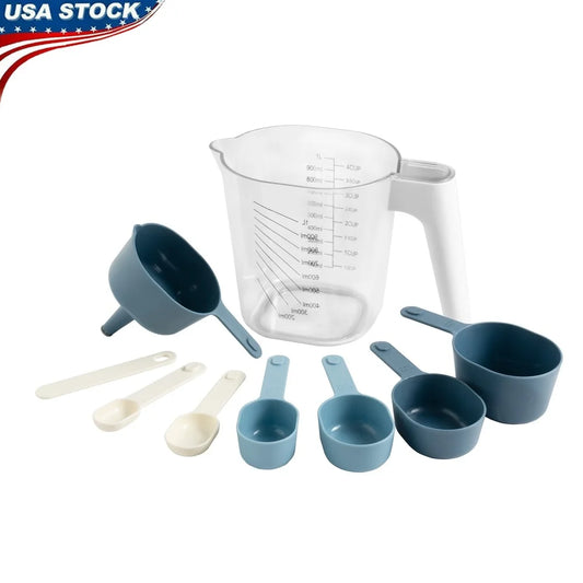 9-Piece Stackable Measuring Set Kitchen Tools Accurate Measurement Cups Spoons Non-Toxic Heat Resistant Ideal Cooking Baking
